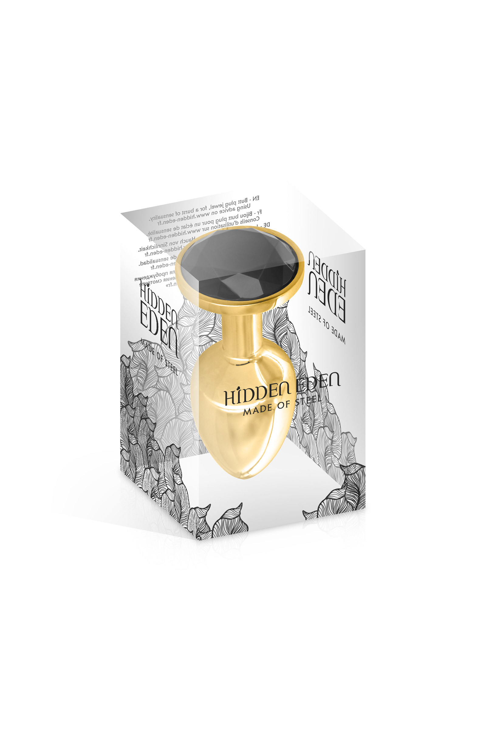 Angel, plug bijou en acier finition or et cristal noir 51g