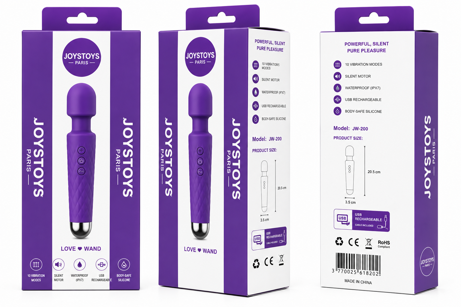 Wand Puissant Love Wand Silicone Violet 10 Vibrations